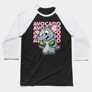 Cute Elephant Eating Avocado Kawaii Neko Anime print Baseball T-Shirt